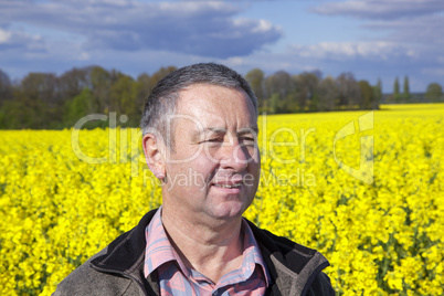 Farmer controls his canola field