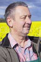 Farmer controls his canola field