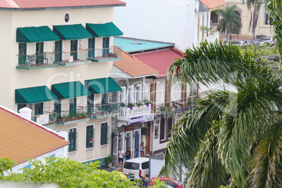 PANAMA CITY, PANAMA - MAY 25: Aerial view of many tourist walkin