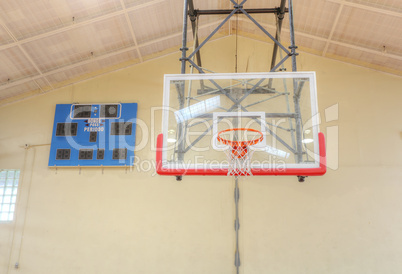 Basketball hoop cage with score table