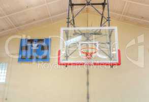 Basketball hoop cage with score table