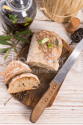 home-made olive ciabatta