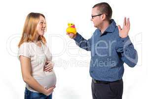 Husband with duch and pregnant wife