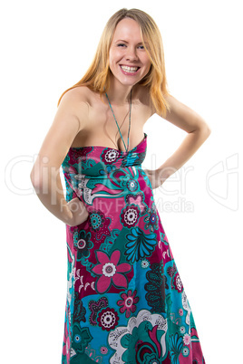 Happy Pregnant woman with tummy