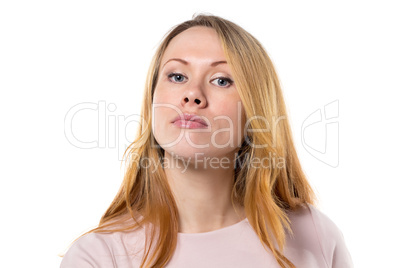 Portrait of serious woman with red hair