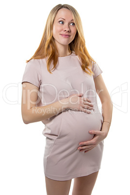 Pregnant woman with tummy happy