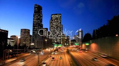 Seattle downtown highway traffic