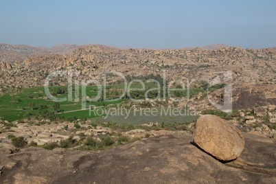 Rice fields and granite mountains