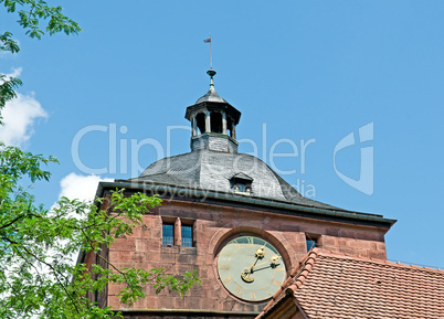 antique clock on the tower of the castle
