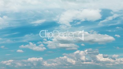 Fluffy White Clouds on Blue Sky, timelapse