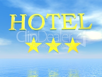 Golden Hotel sign 3 stars - 3D render