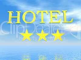 Golden Hotel sign 3 stars - 3D render