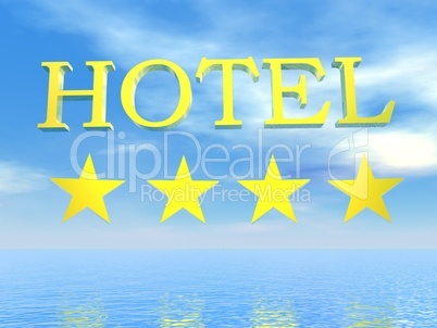 Golden Hotel sign 4 stars - 3D render