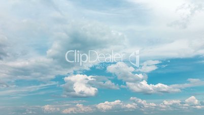 Fluffy White Clouds on Blue Sky, timelapse