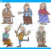 seniors people set cartoon illustration
