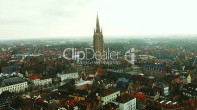 Top view of the city of Bruges, Belgium.