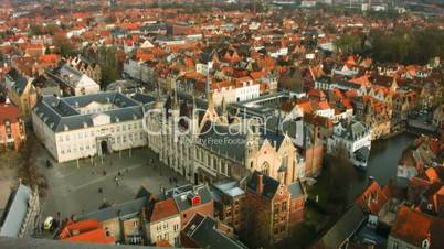 Top view of the city of Bruges, Belgium.