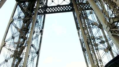 Eiffel tower metal construction. Shot from inside. Paris, France.