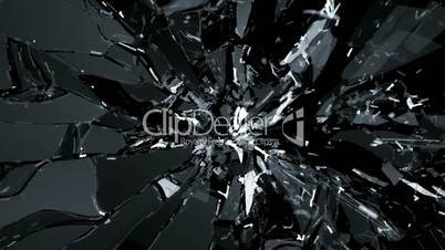 Glass broken or shattered slow motion. Alpha