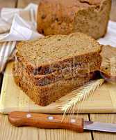 Rye homemade bread with spikelet on board