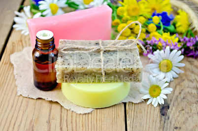 Soap with oil and wildflowers on board