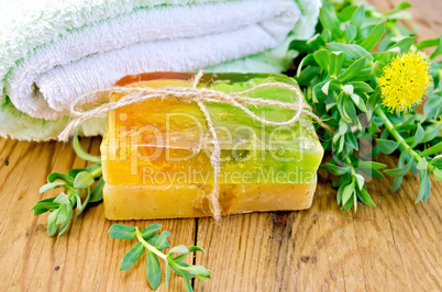 Soap homemade with Rhodiola rosea on board