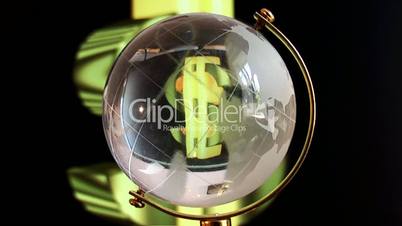 globe on background dollar symbol
