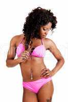 Jamaican girl in pink bikini.