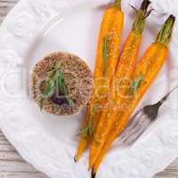 Wheat groats  and Caramelized carrots