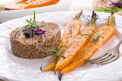 Wheat groats  and Caramelized carrots