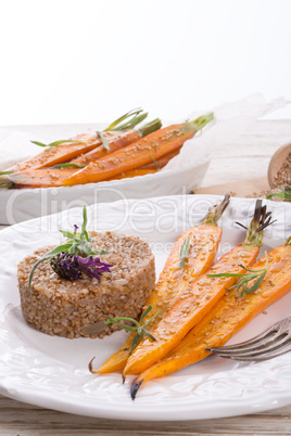 Wheat groats  and Caramelized carrots