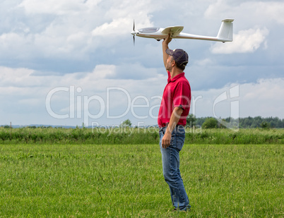 Man launches into the sky RC glider