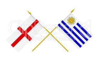 Flags, England and Uruguay