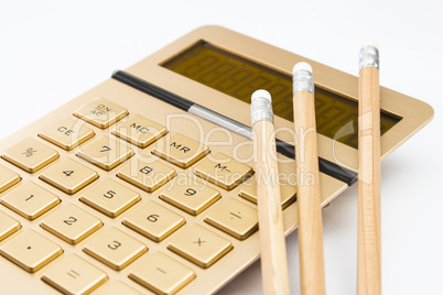 digital calculator and pencil