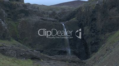 waterfall at old volcanic crater iceland
