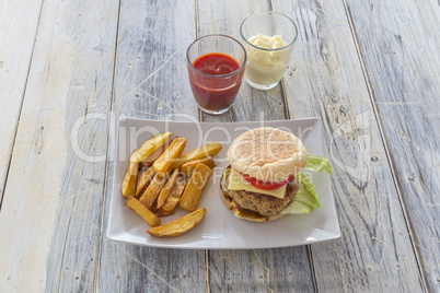 Burger and french fries