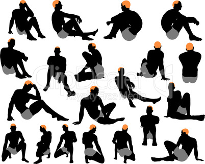 Set of men silhouette