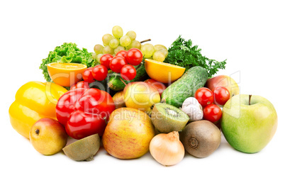 fruits and vegetables isolated on white background