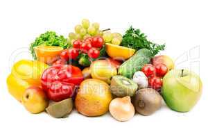 fruits and vegetables isolated on white background