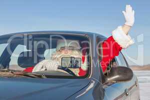 Portrait of Santa Claus in the car