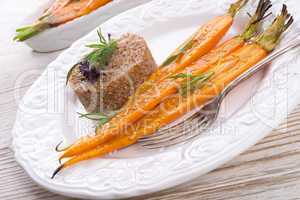 Wheat groats  and Caramelized carrots