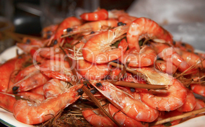 A Boiled Shrimps Background ready for eating