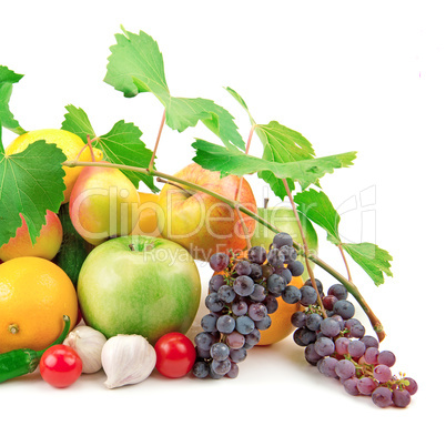 set of fresh fruit and vegetables