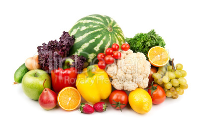 watermelon and a variety of vegetables and fruits