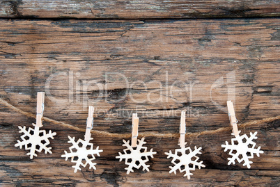 Wooden Snowflakes on Line