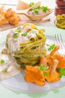 ,,tagliatelle con Spinaci,, with chanterelles