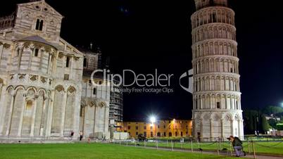 PISA, ITALY -  3 JUNE 2014: Piazza dei Miracoli. Night Time Lapse on June 03 in Pisa, Italy