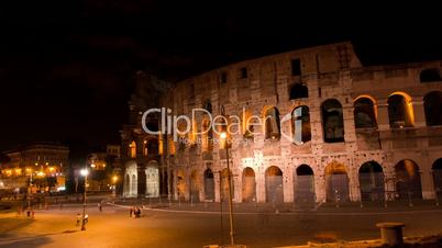 ROME, ITALY MAY 29, 2014: The Colosseum Night Time Lapse.