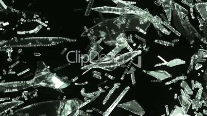 Demolished and Shattered glass with slow motion. Alpha