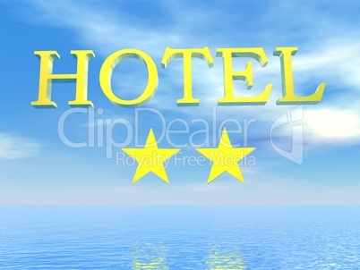 Golden Hotel sign 2 stars - 3D render